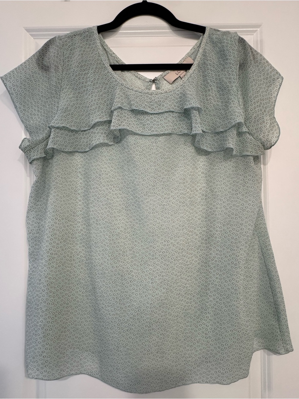 Loft Light Mint Ruffle-Front Women's Top